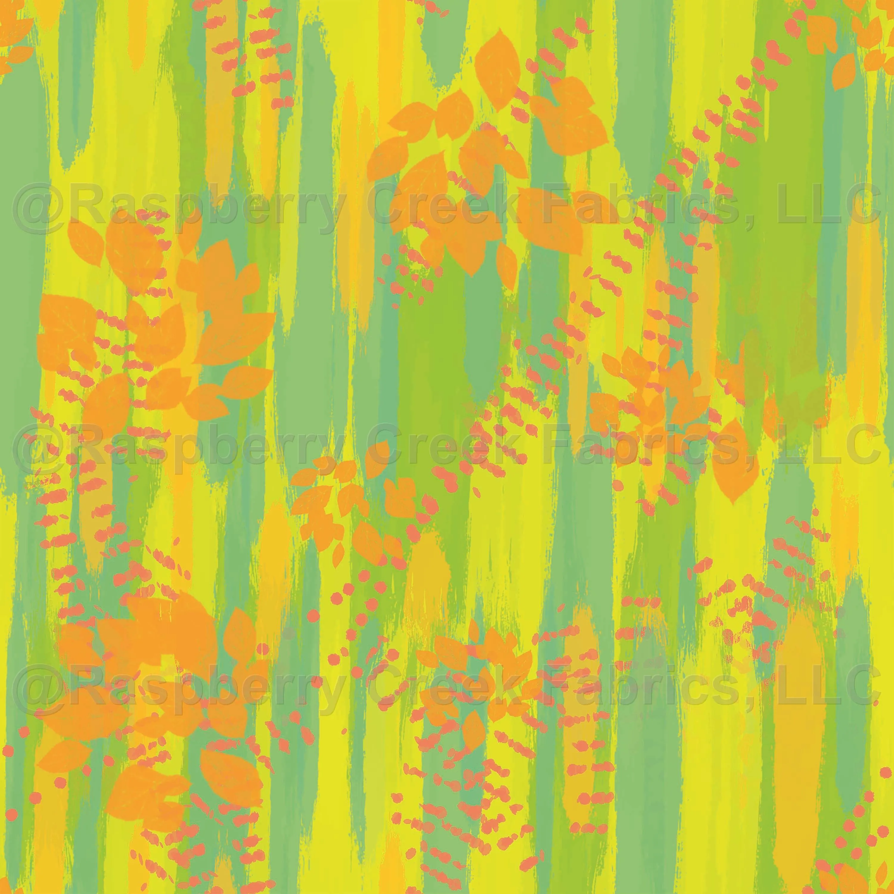 Abstract Brush Strokes and Stamped Leaves
