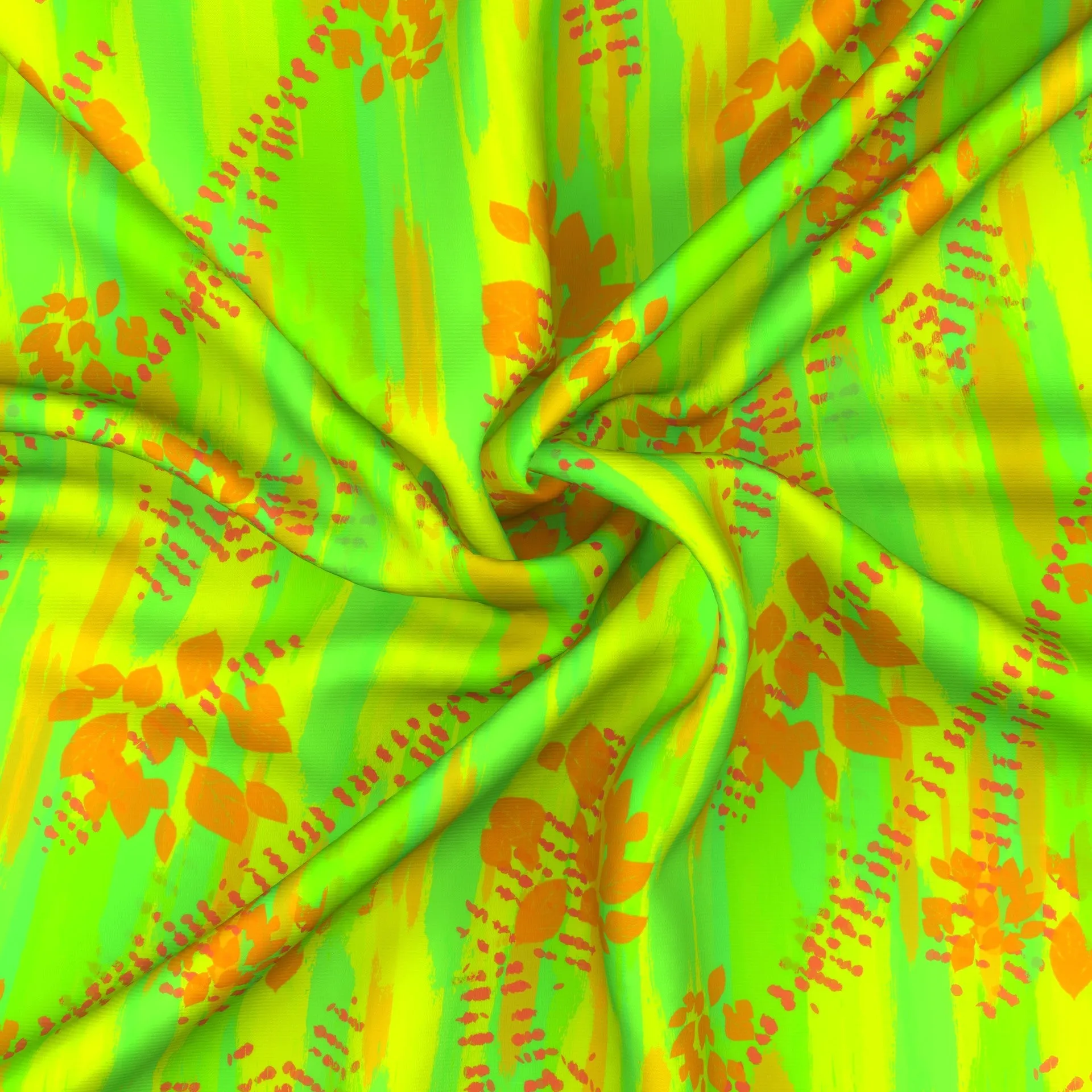 Abstract Brush Strokes and Stamped Leaves