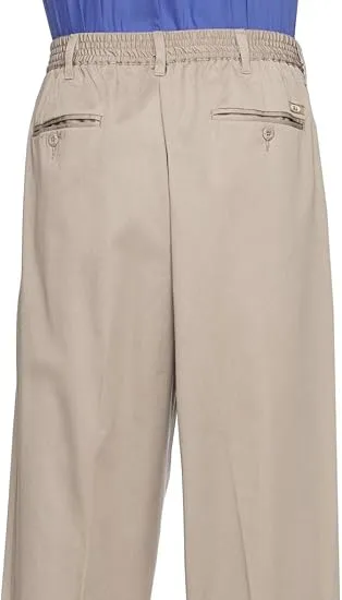 AKA Half Elastic Wrinkle Free Flat Front Men's Slacks – Relaxed Fit Twill Casual Pant - Brown