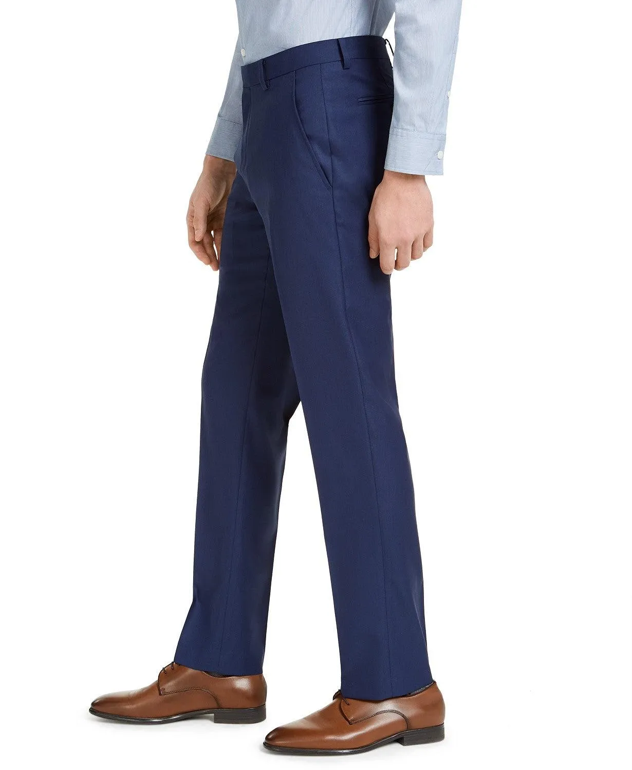 Alfani Mens Slim fit Dress Pants 36 / 34 Blue Solid