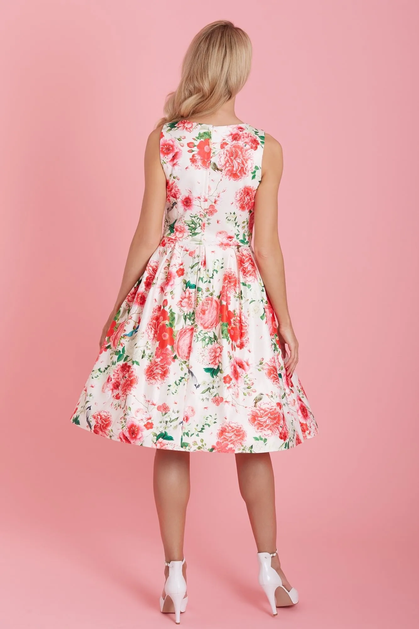Annie White Red Floral Swing Dress