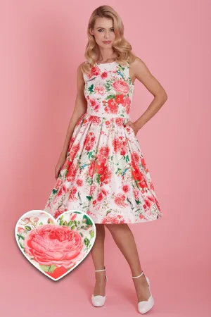 Annie White Red Floral Swing Dress