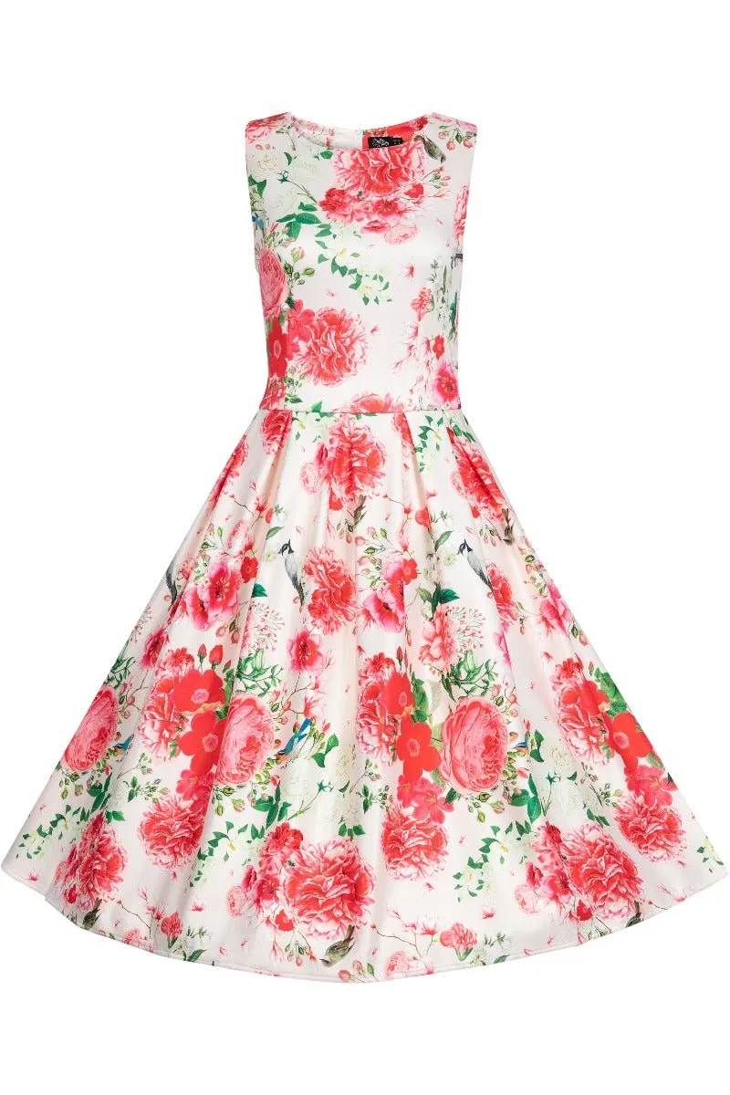 Annie White Red Floral Swing Dress