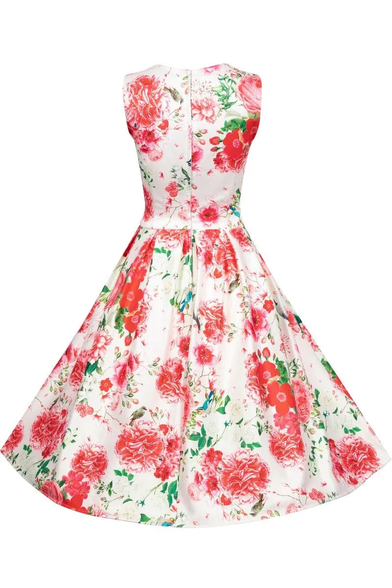 Annie White Red Floral Swing Dress