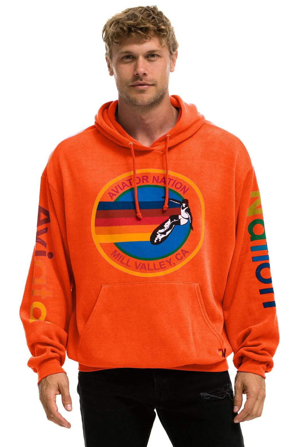 AVIATOR NATION MILL VALLEY RELAXED PULLOVER HOODIE - ORANGE