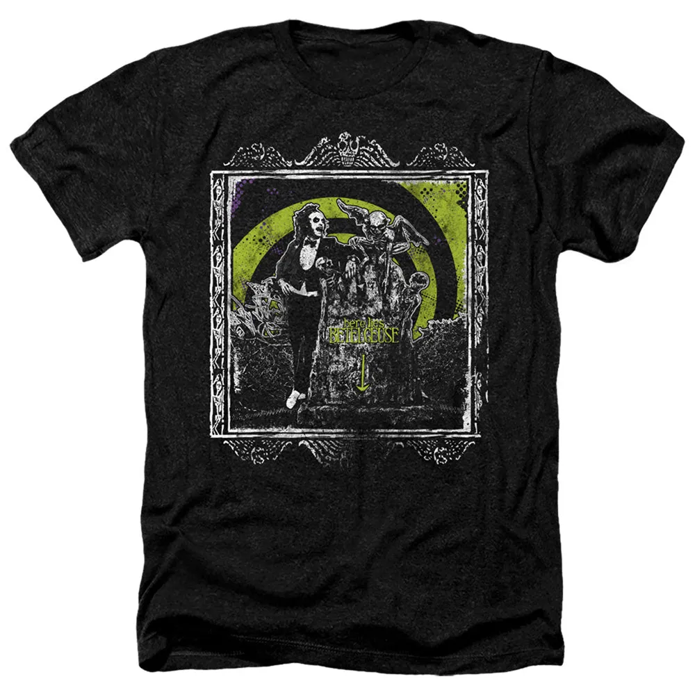 Beetlejuice Here Lies Regular Fit Black Short Sleeve Shirt