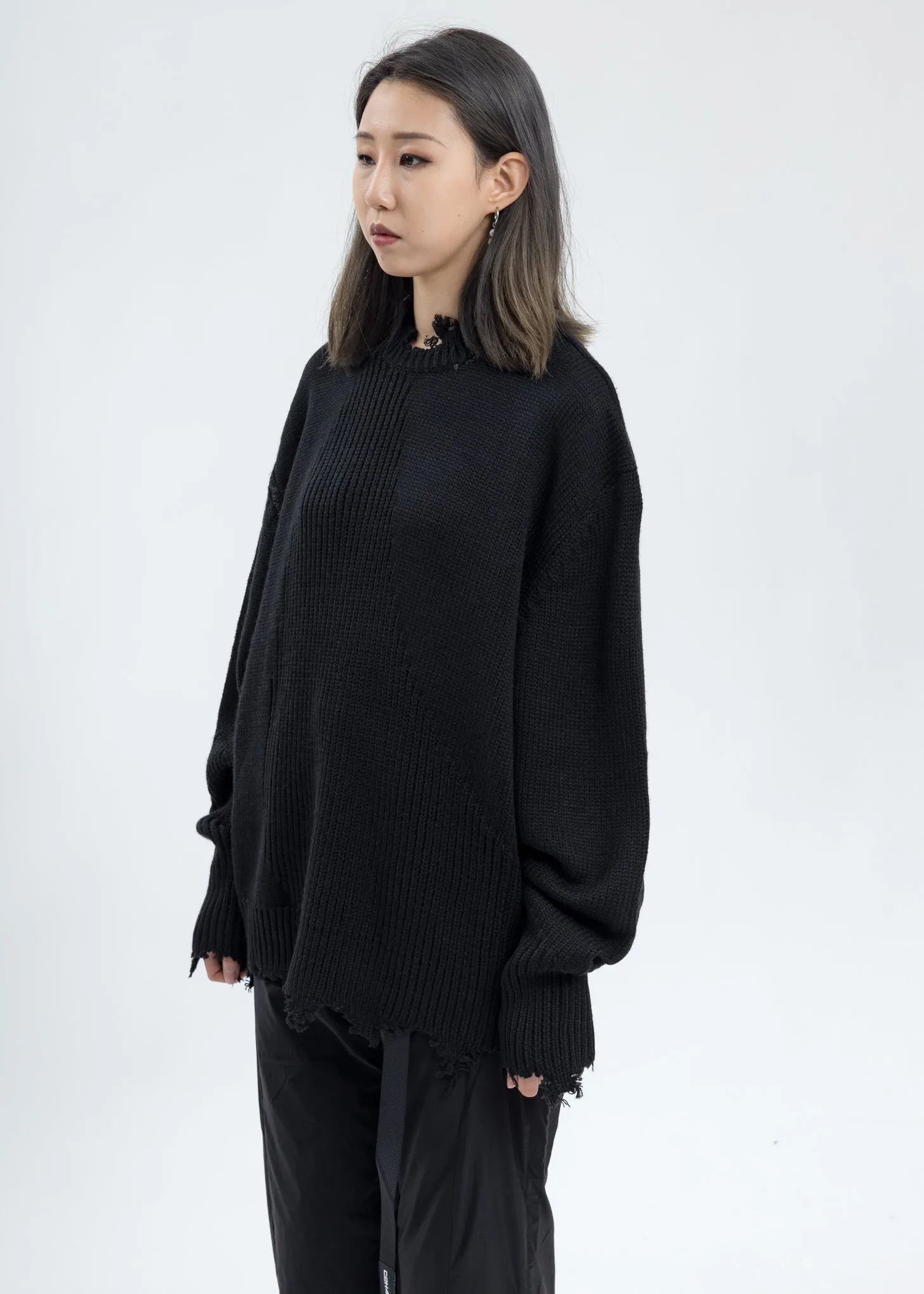 Black Arc Sculpture Knit Sweater
