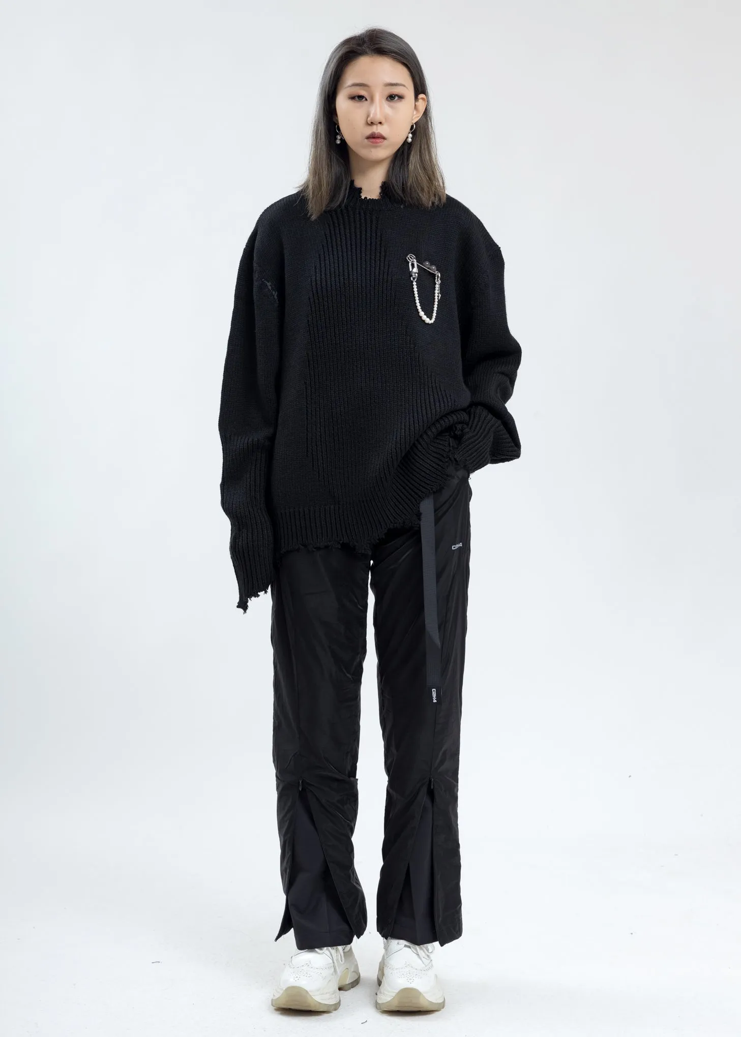 Black Arc Sculpture Knit Sweater