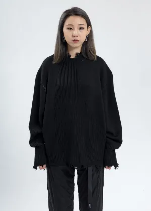 Black Arc Sculpture Knit Sweater