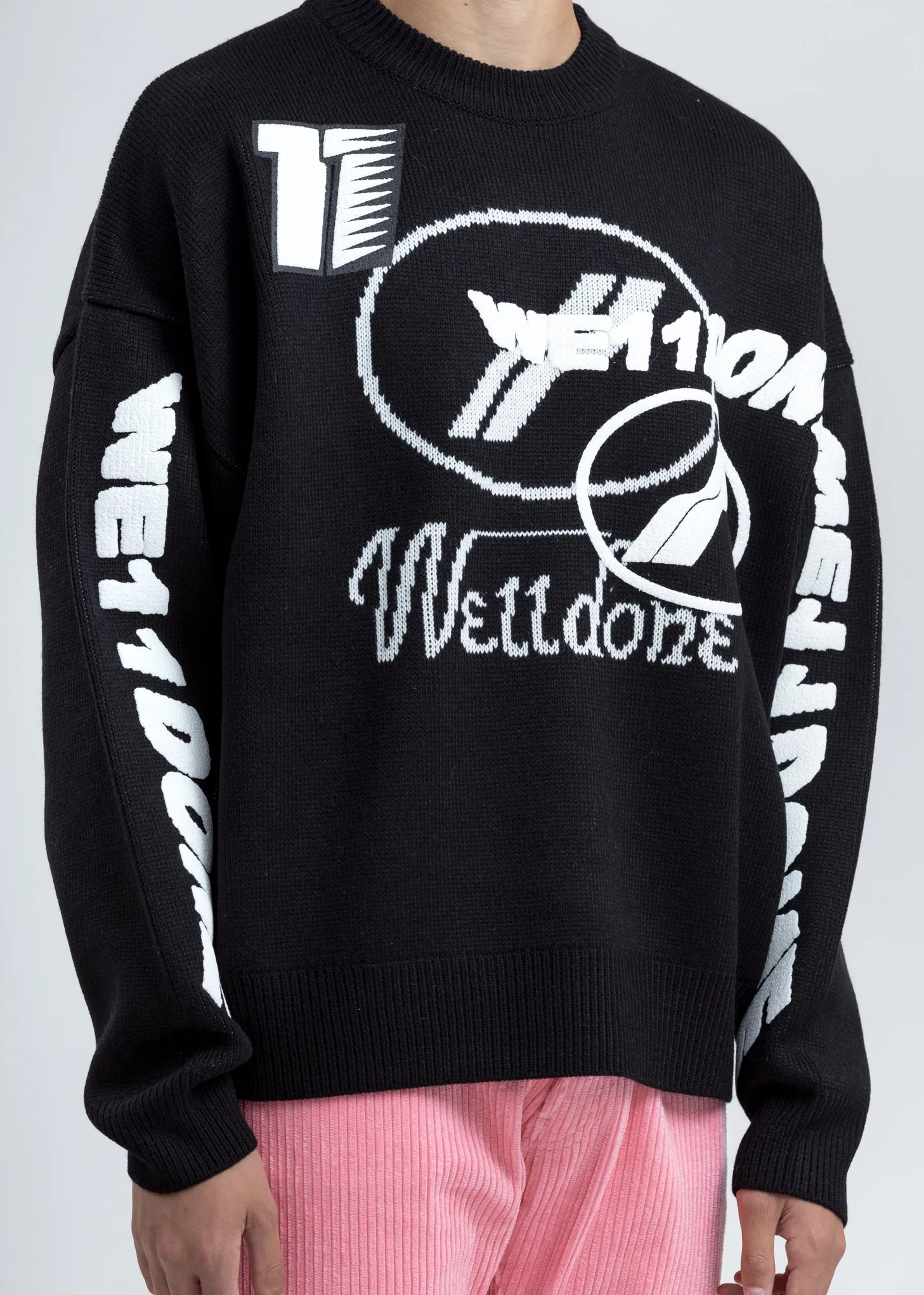 Black Multi Logo Jacquard Sweater