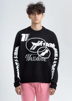Black Multi Logo Jacquard Sweater