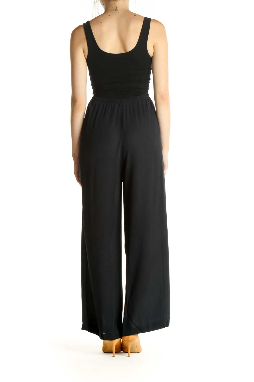 Black Solid Classic Palazzo Pants