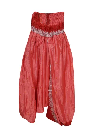 Boho Harem Yoga Pants, Rose Red Print High Waist Yoga Pant S/M/L