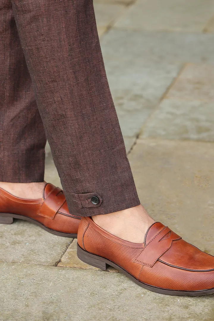 Brown Button Bottom Linen Pants