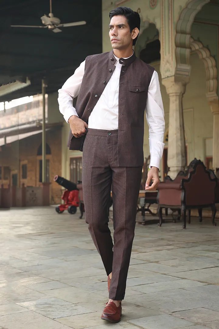 Brown Button Bottom Linen Pants