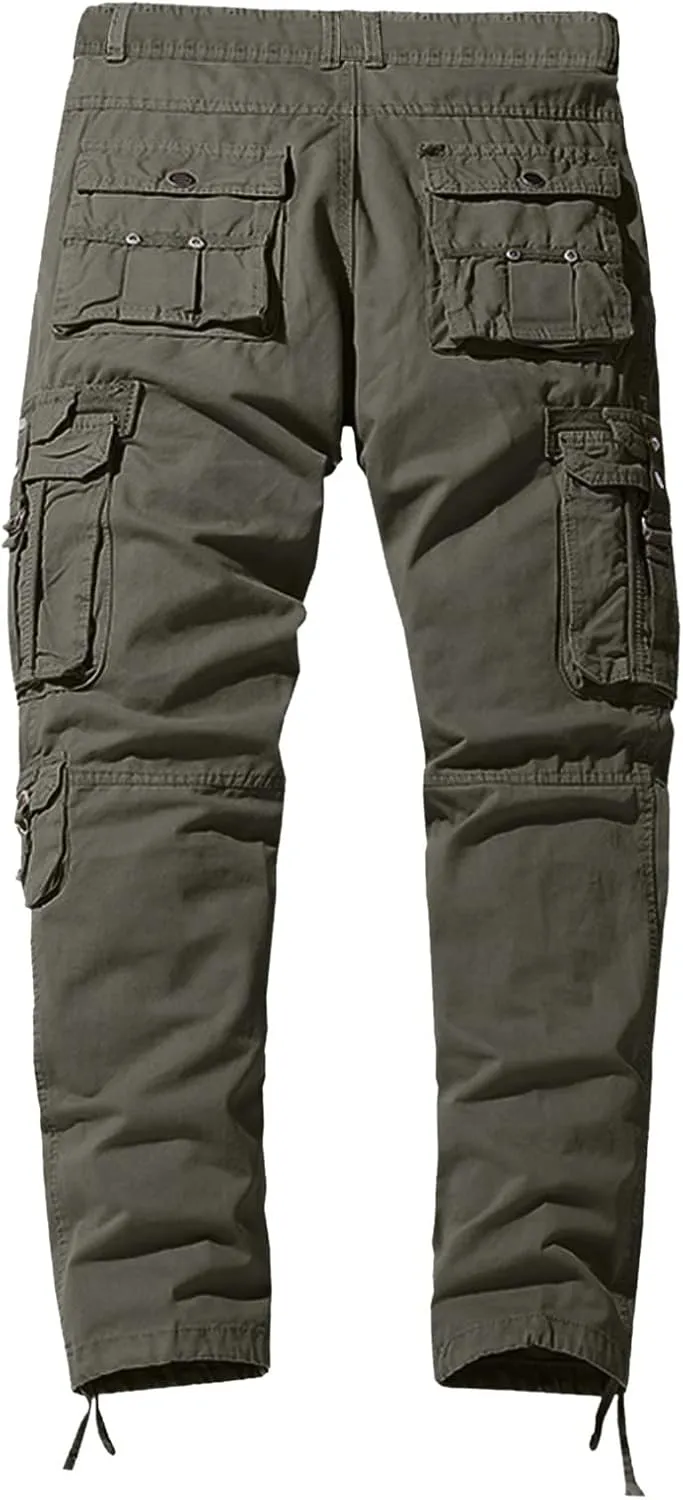 Cargo Pants for Men Relaxed Fit Cargo Long Pant with Pockets Athletic Elastic Waist Joggers Workout Casual Drawstring