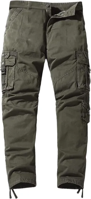 Cargo Pants for Men Relaxed Fit Cargo Long Pant with Pockets Athletic Elastic Waist Joggers Workout Casual Drawstring