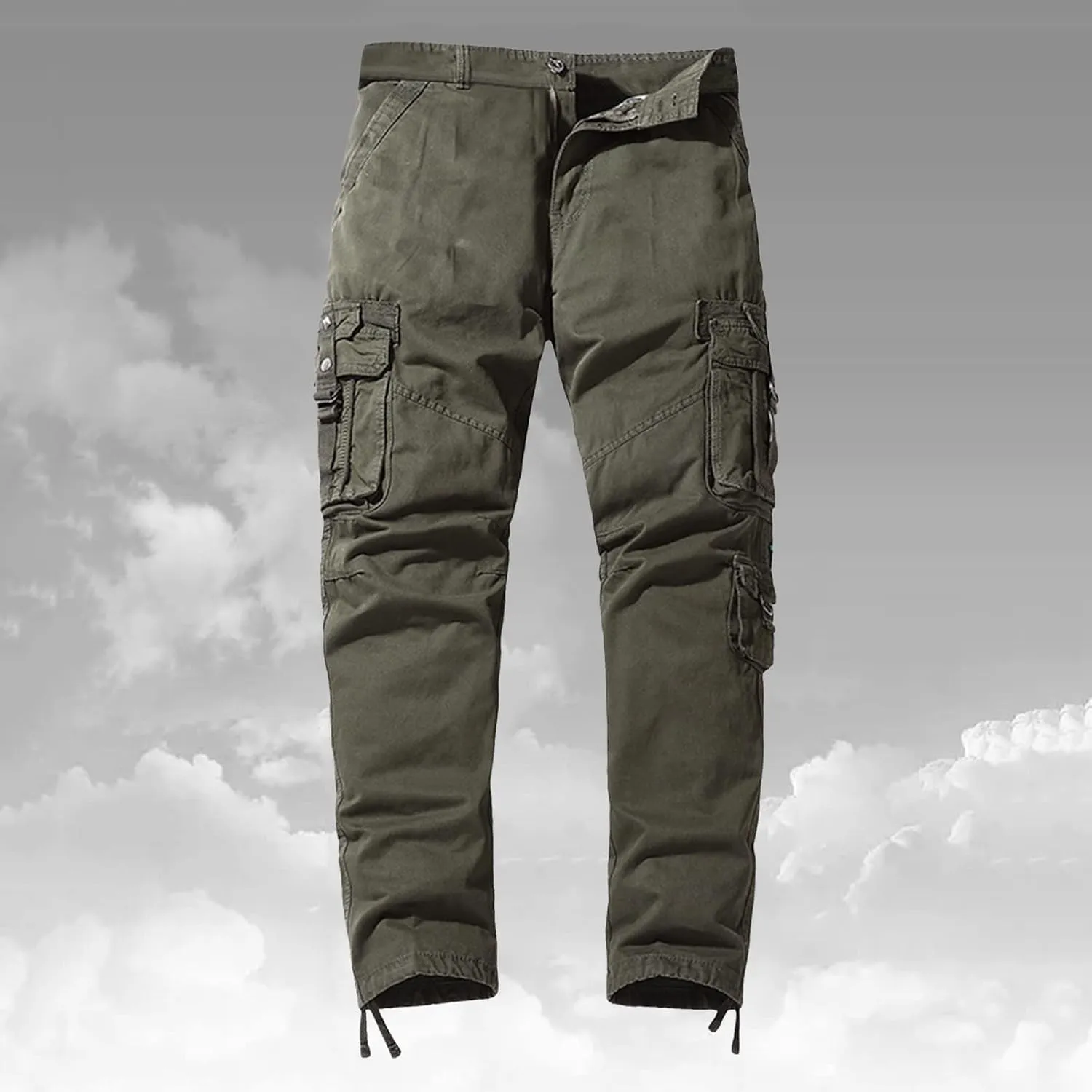 Cargo Pants for Men Relaxed Fit Cargo Long Pant with Pockets Athletic Elastic Waist Joggers Workout Casual Drawstring