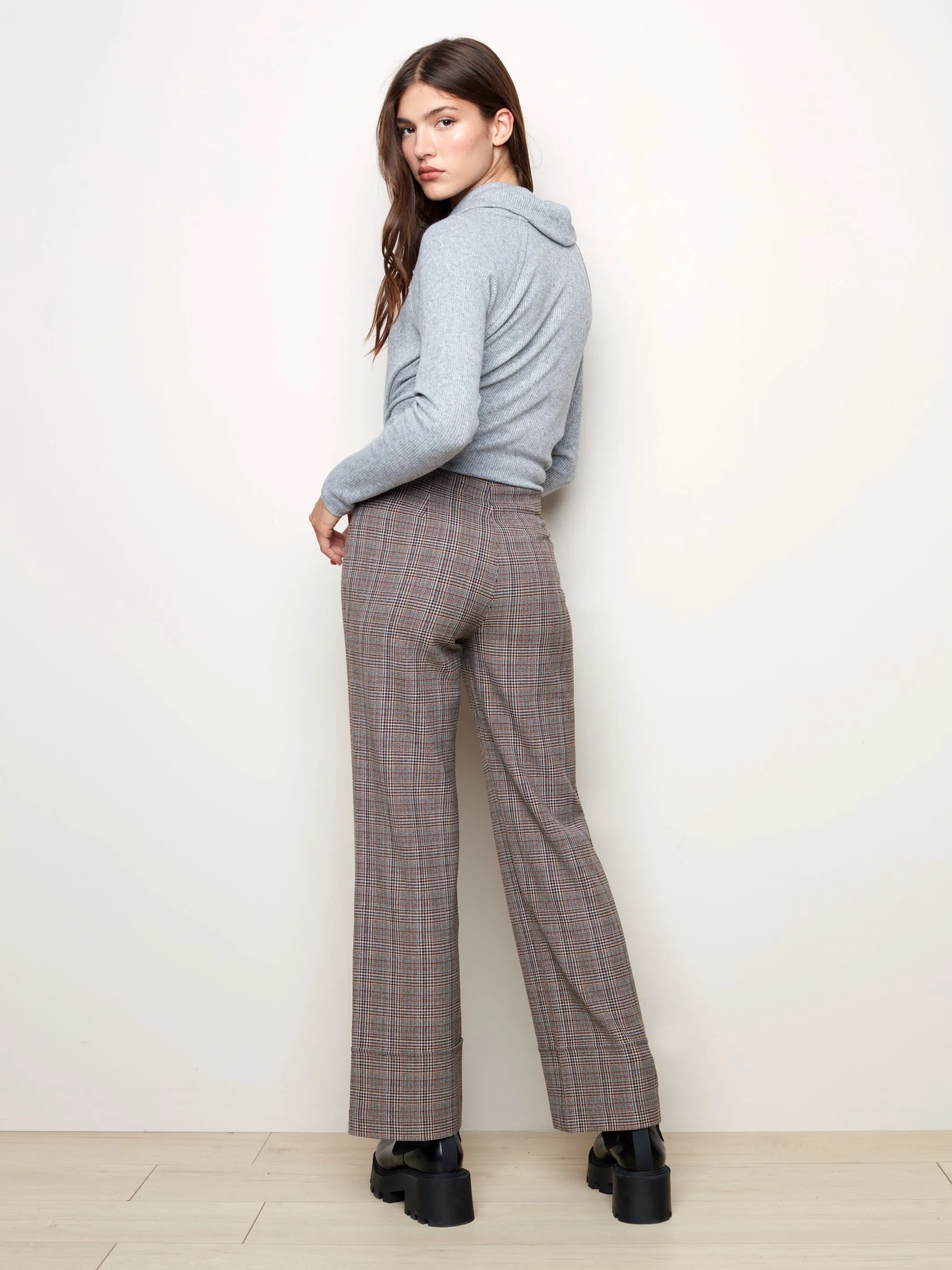 Charlie B Plaid Wide Leg Pant