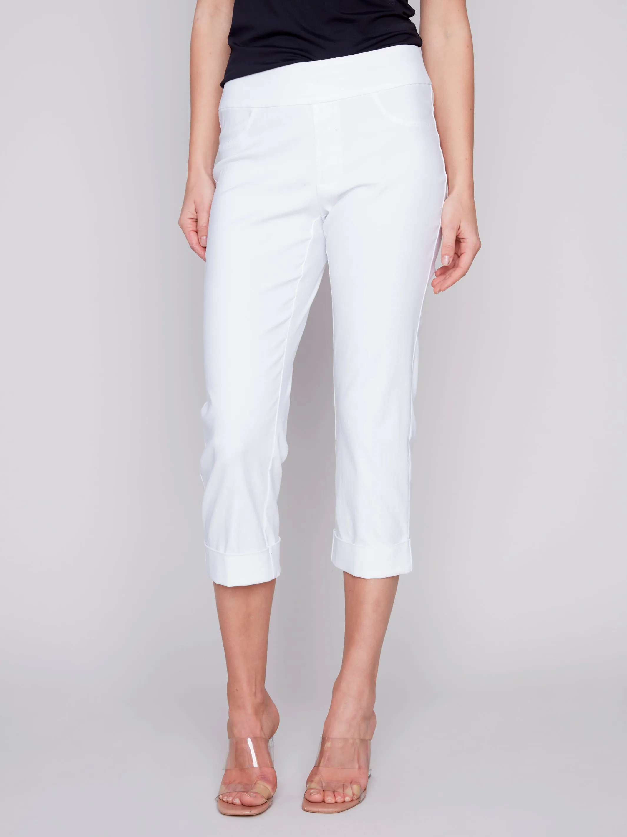 Charlie B Spring/Summer 2024-C5259XR-560A-Pants W/Cuffs-White