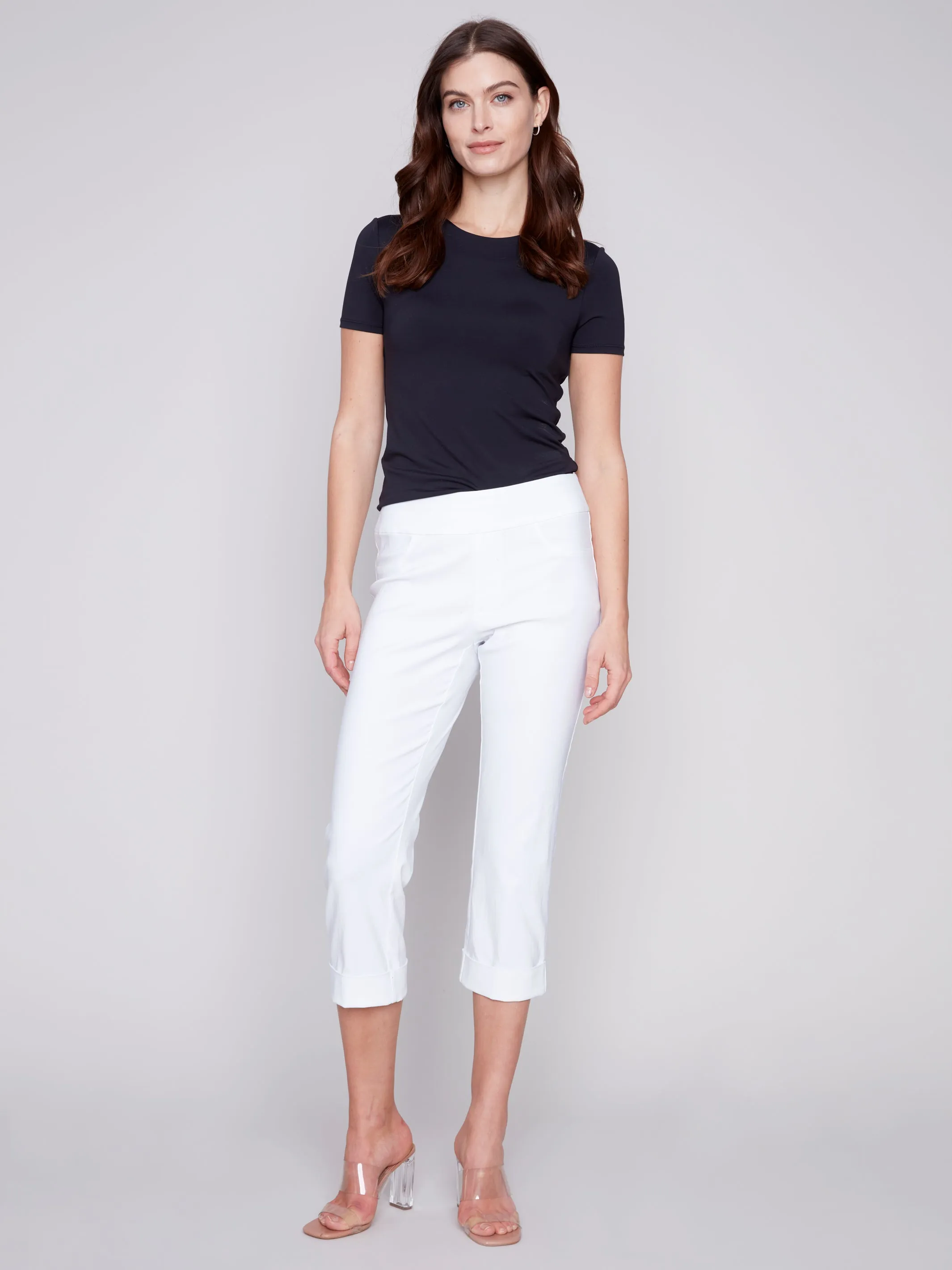 Charlie B Spring/Summer 2024-C5259XR-560A-Pants W/Cuffs-White