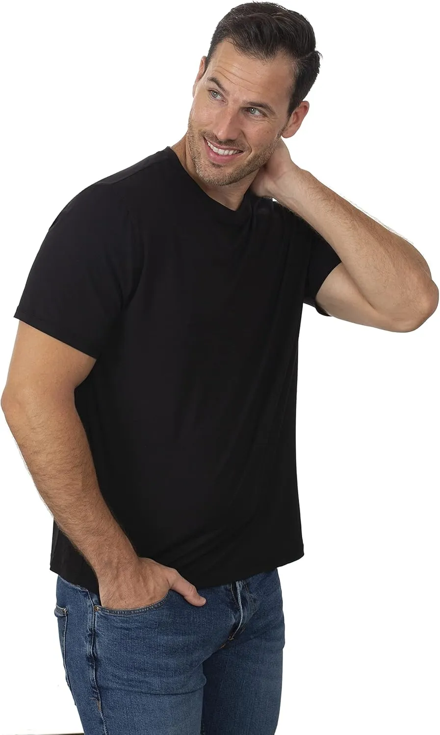 Chill Boys Soft Viscose from Bamboo T-Shirt for Men with Short Sleeve - Plain T-Shirt with Cool Performance and Crew Neck Tee