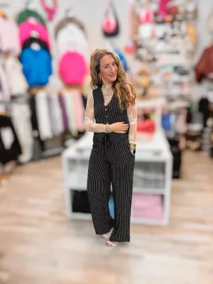 Classic Black & White Striped Pants