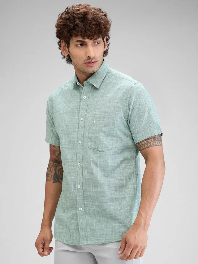 Colorplus Green Checks Tailored Fit Cotton Casual Shirt
