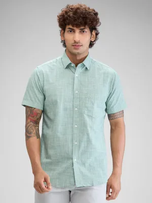 Colorplus Green Checks Tailored Fit Cotton Casual Shirt