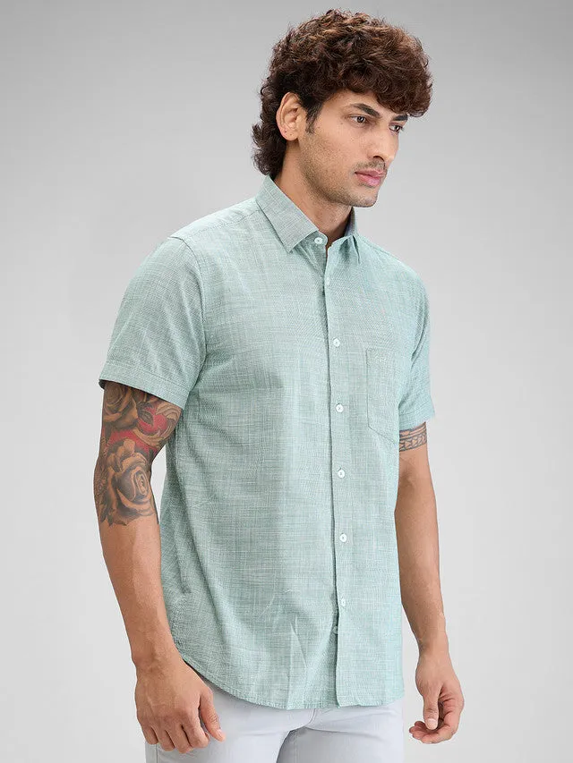 Colorplus Green Checks Tailored Fit Cotton Casual Shirt