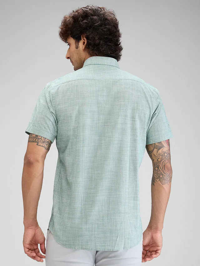 Colorplus Green Checks Tailored Fit Cotton Casual Shirt