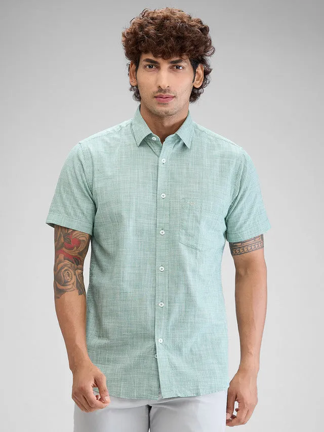 Colorplus Green Checks Tailored Fit Cotton Casual Shirt
