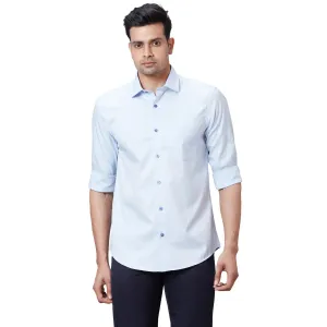Colorplus Men Blue Tailored Fit Solid Cotton Casual Shirt