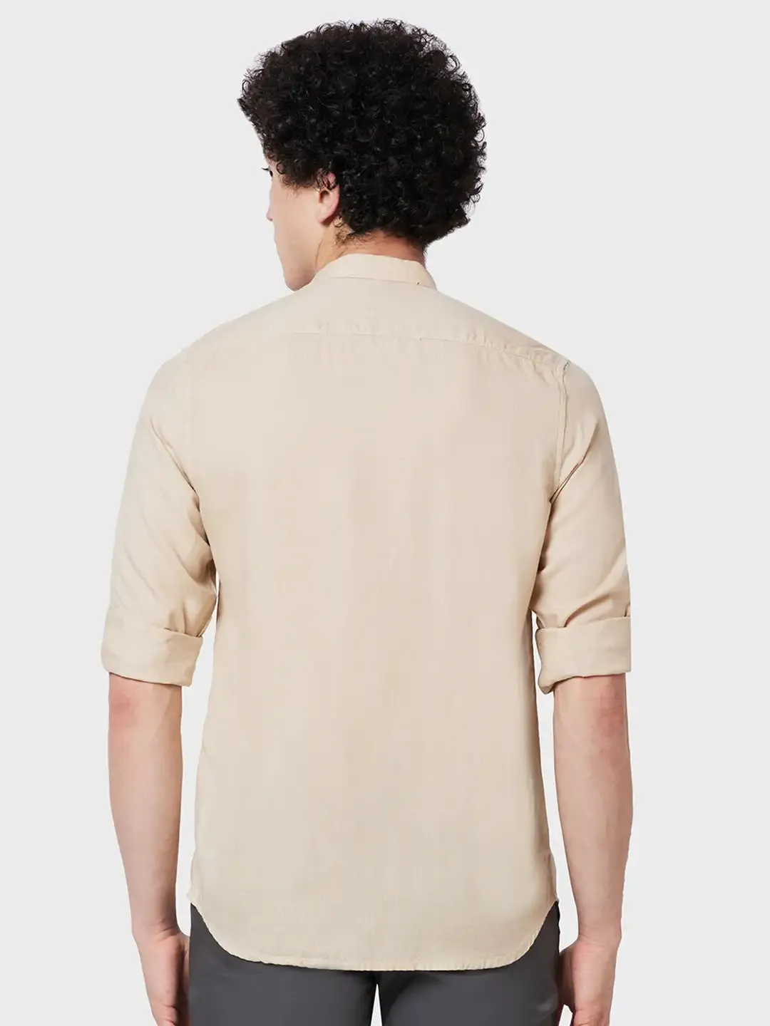 Colorplus Men Brown Piece Dyed Tailored Fit Tencel Blend Casual Shirt