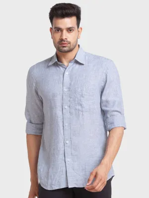 Colorplus Men Grey Self Design Tailored Fit Full Sleeve Spread Collar Shirt