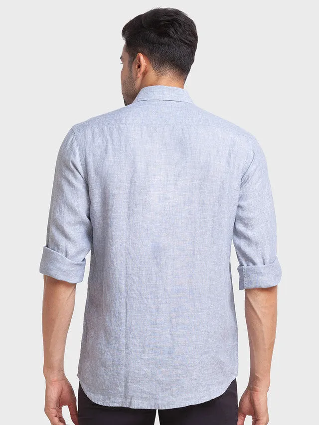 Colorplus Men Grey Self Design Tailored Fit Full Sleeve Spread Collar Shirt