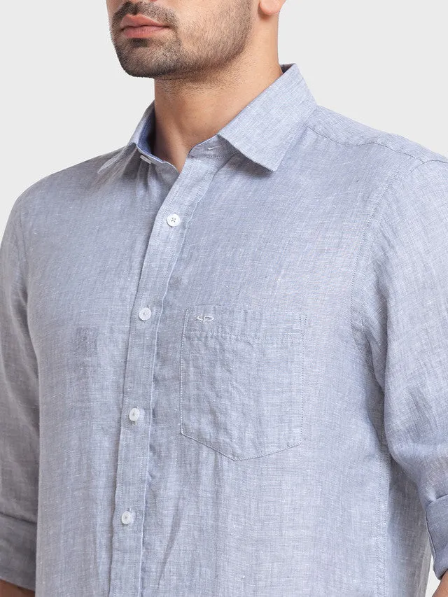 Colorplus Men Grey Self Design Tailored Fit Full Sleeve Spread Collar Shirt