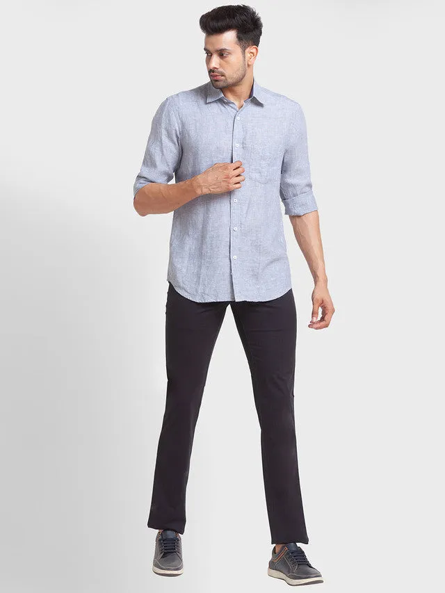 Colorplus Men Grey Self Design Tailored Fit Full Sleeve Spread Collar Shirt