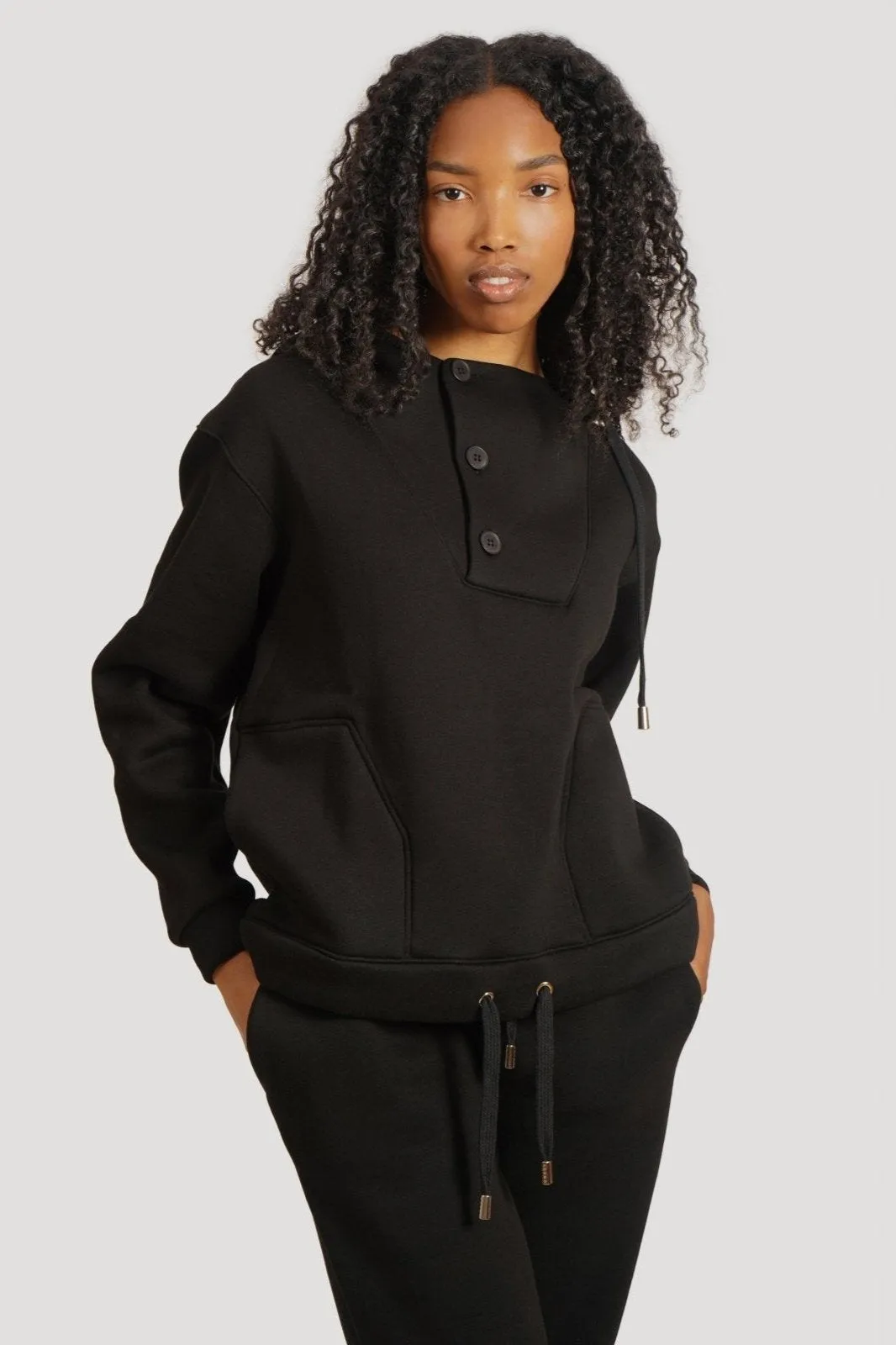 Cotton Button Up Hoodie & Jogger Set