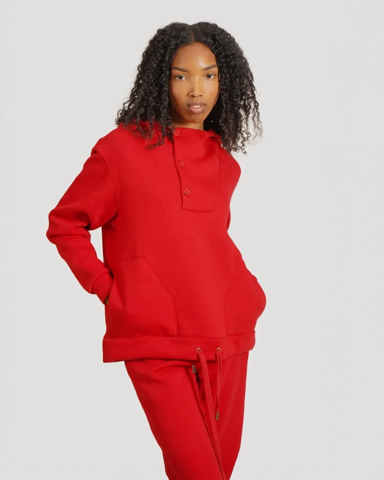 Cotton Button Up Hoodie & Jogger Set