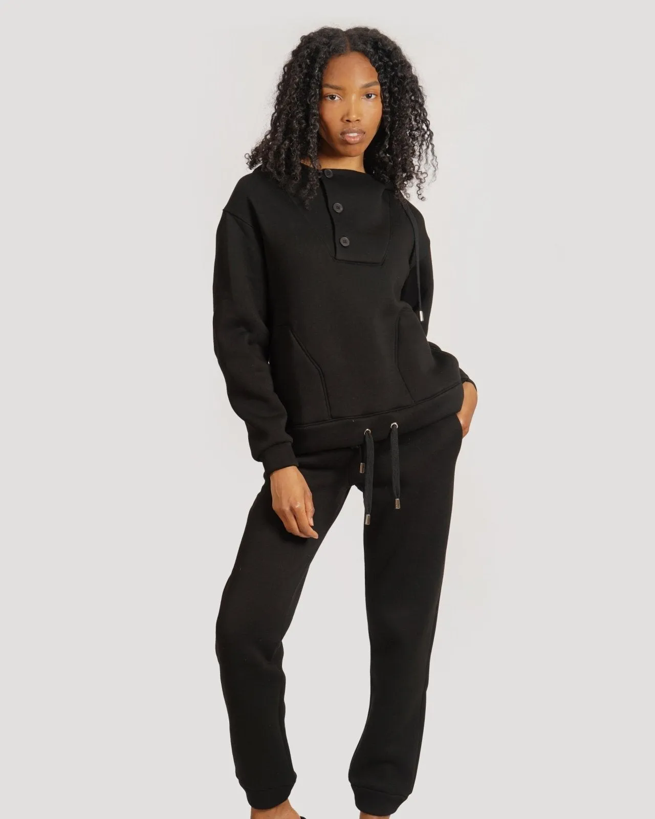 Cotton Button Up Hoodie & Jogger Set