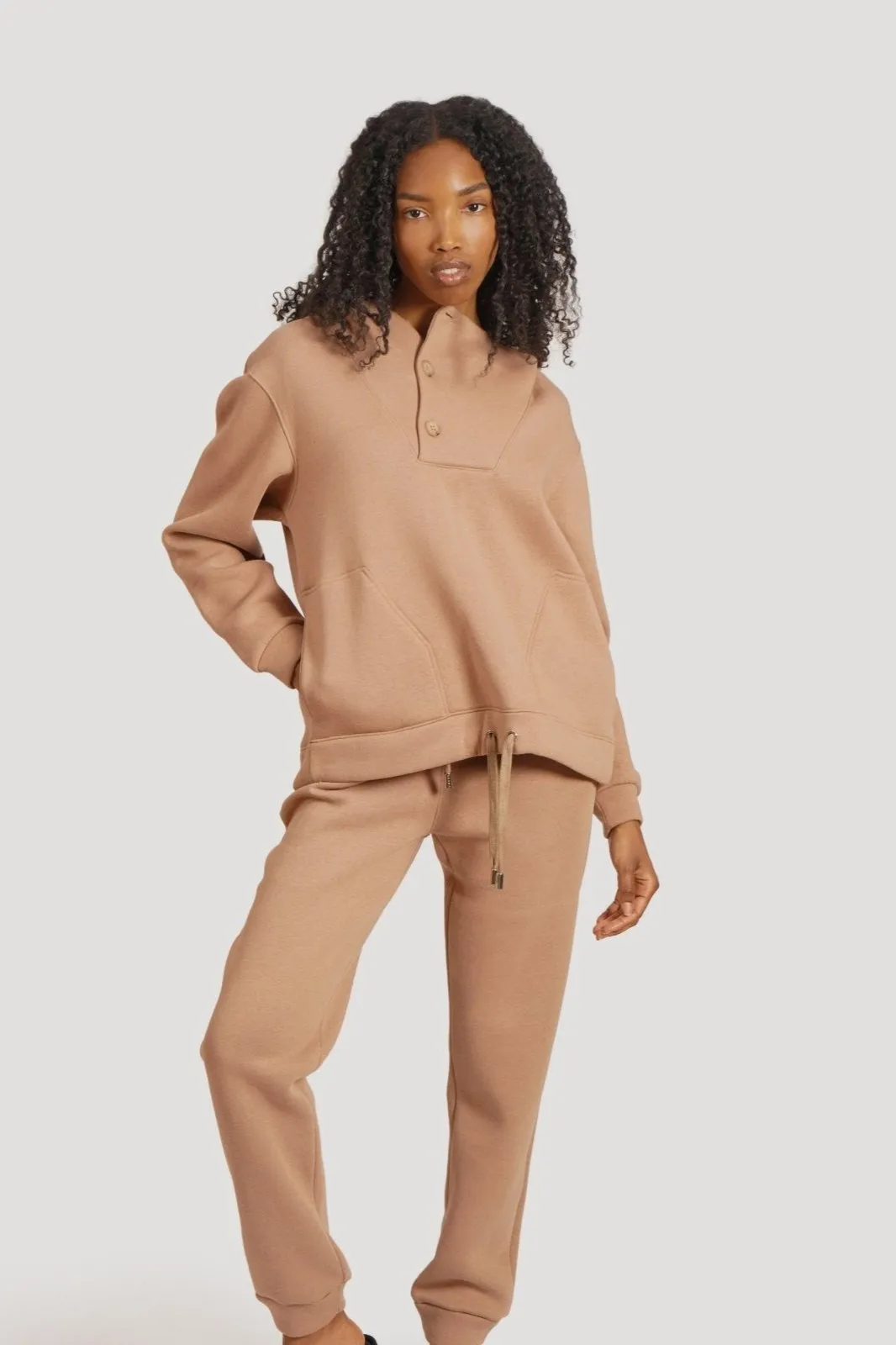 Cotton Button Up Hoodie & Jogger Set