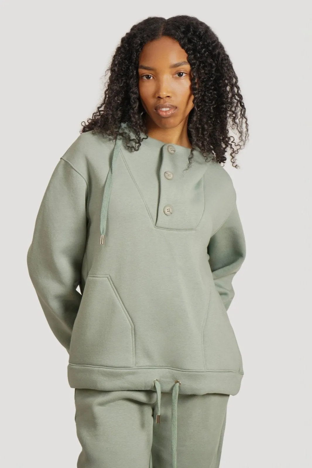 Cotton Button Up Hoodie & Jogger Set