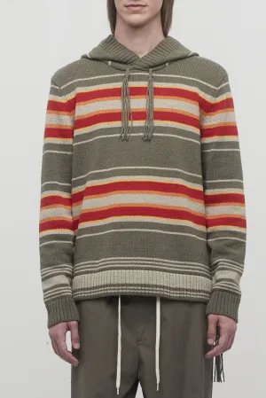 Craig Green Stripe Hooded Jumper in Olive