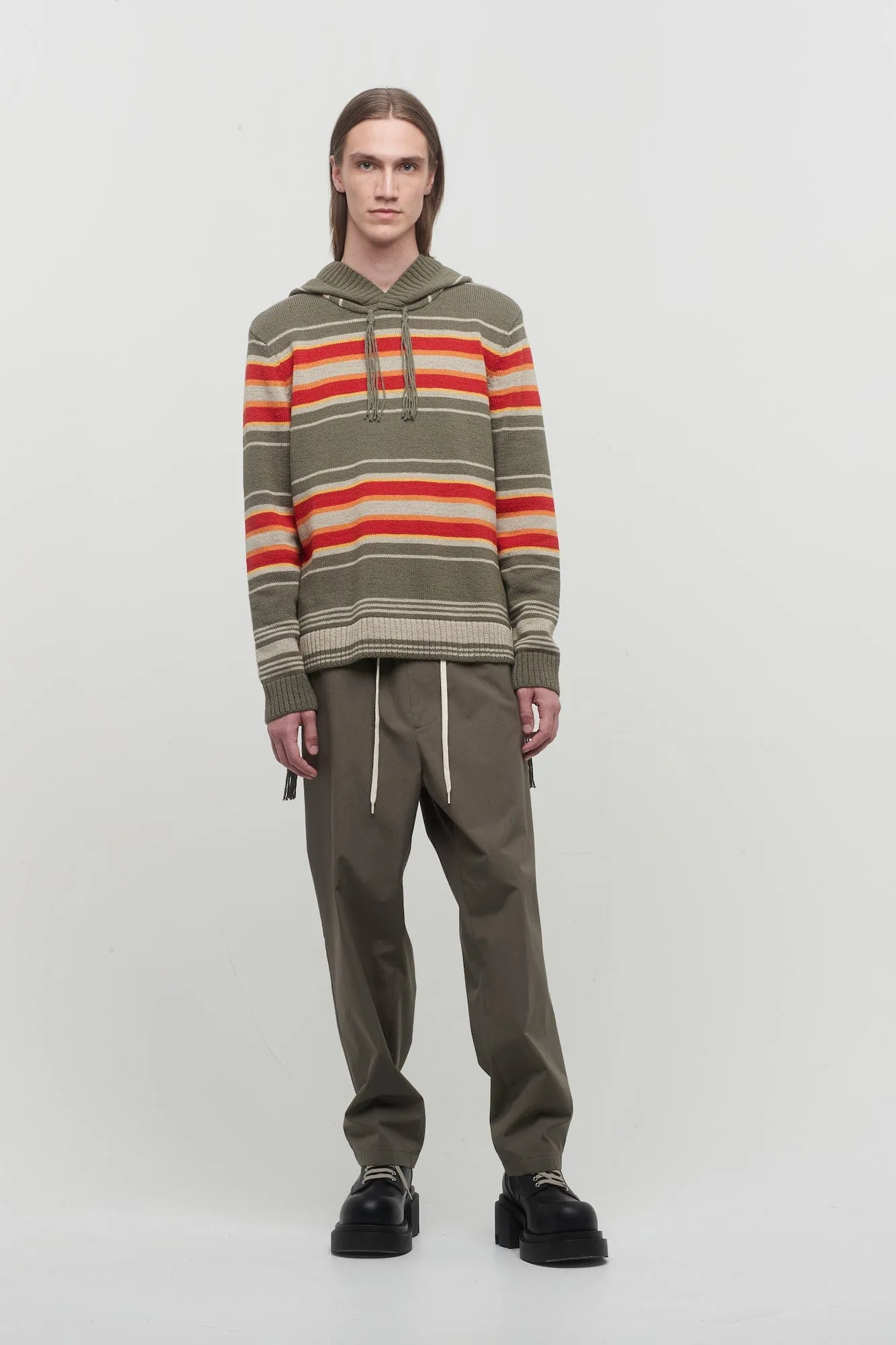 Craig Green Stripe Hooded Jumper in Olive