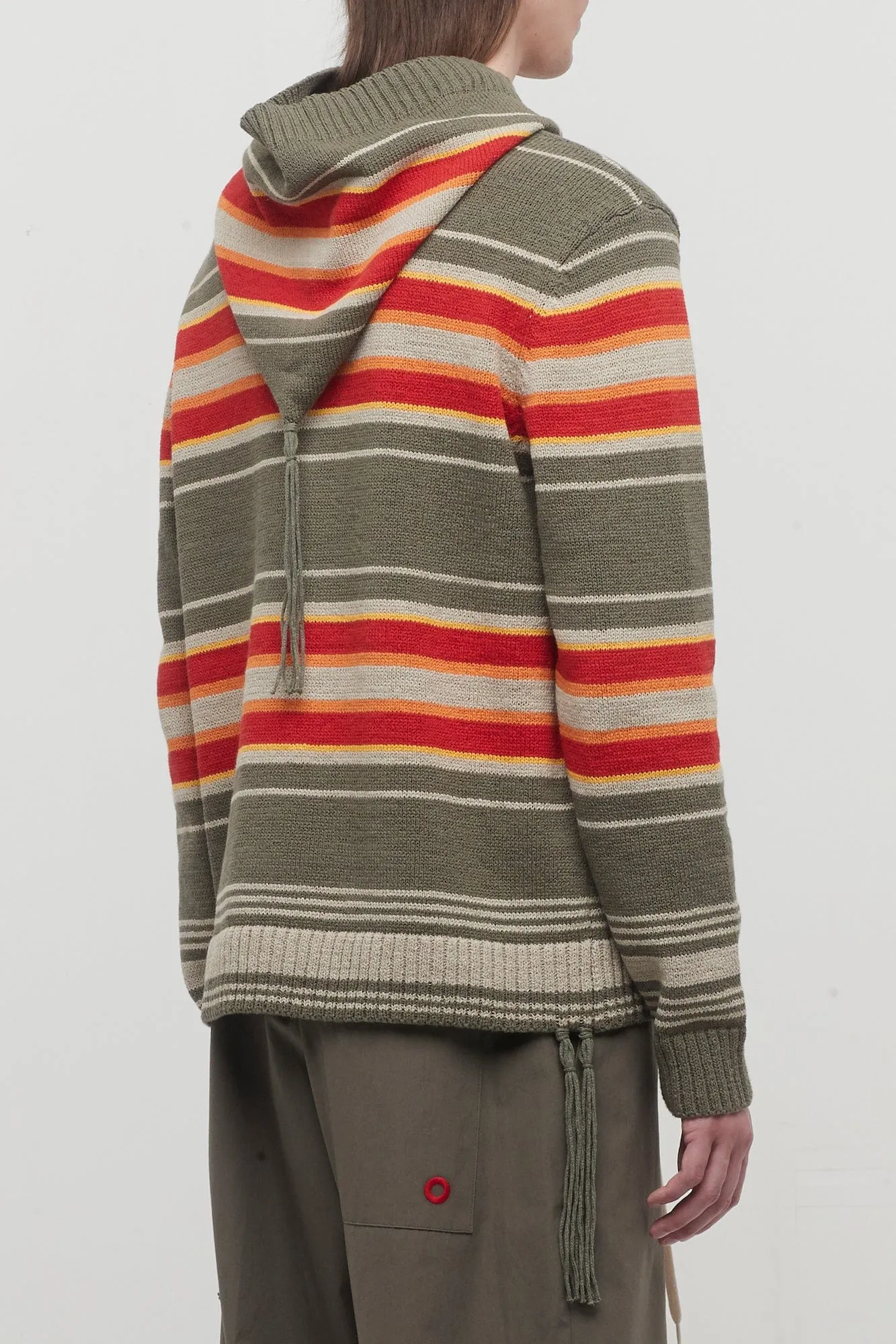 Craig Green Stripe Hooded Jumper in Olive