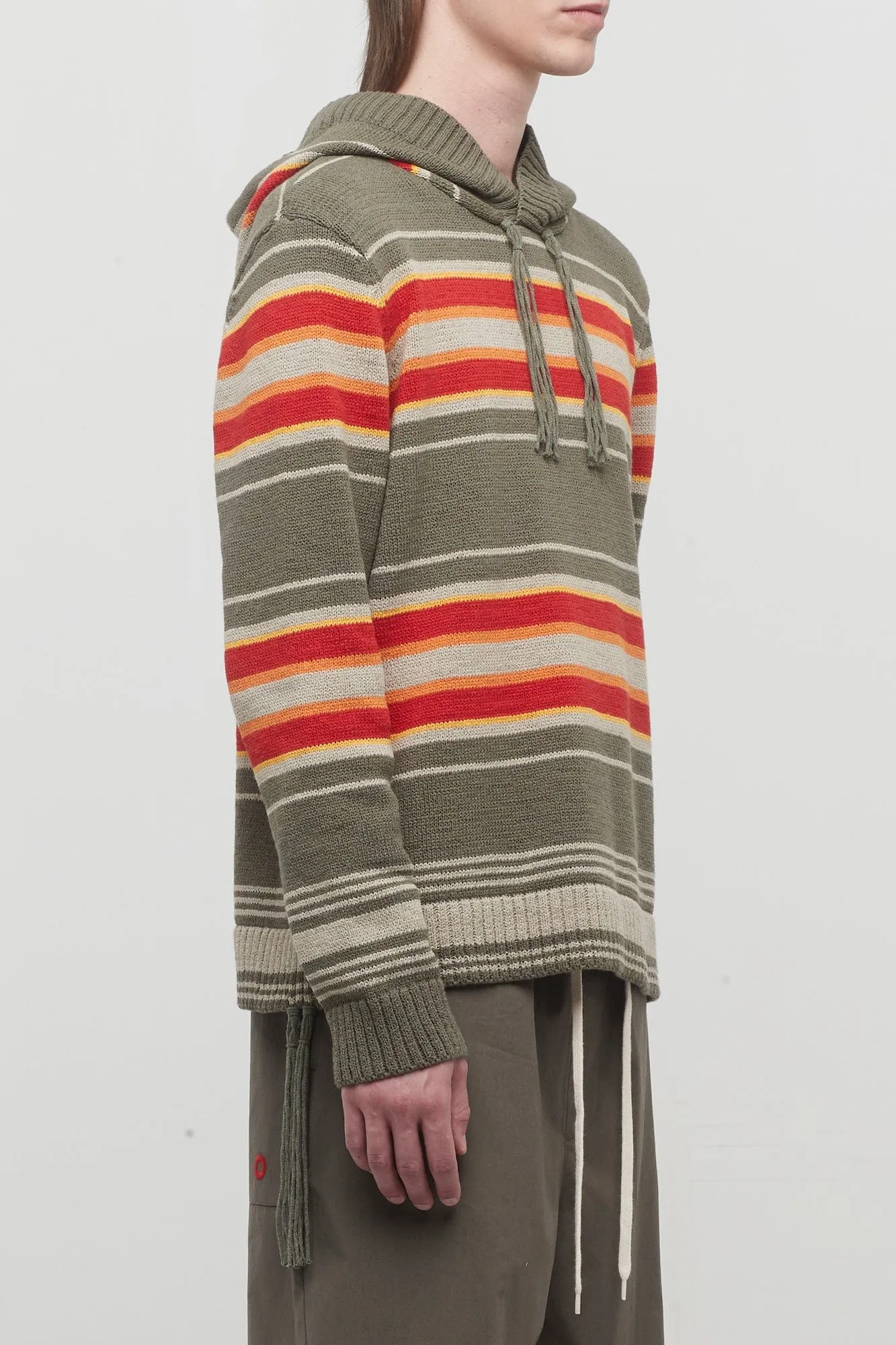Craig Green Stripe Hooded Jumper in Olive
