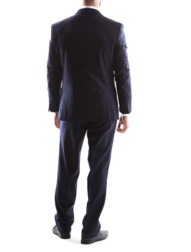 Creativo Men's Single Breasted 2 Button 3pc Vested Suit Classic Fit in Navy CT701