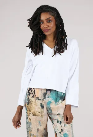 Crop Dolman V-Neck Sweatshirt, White