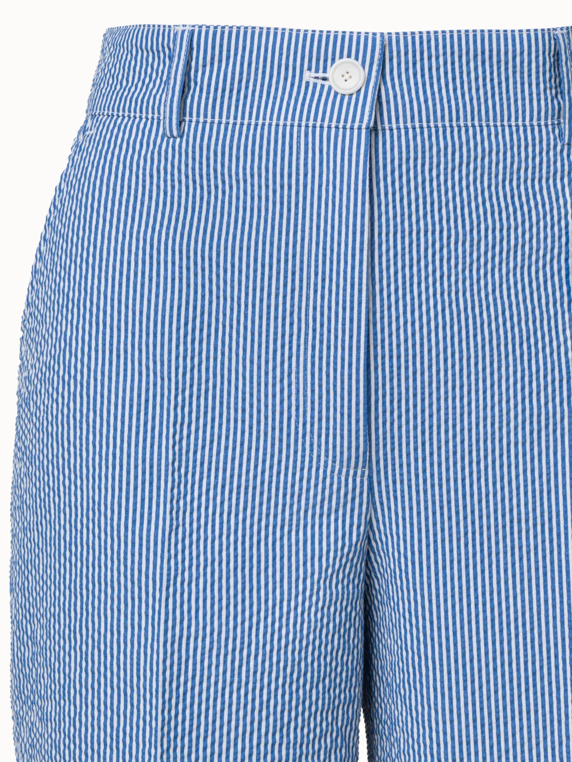 Cropped Wide Cotton Stretch Seersucker Pants